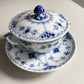 ロイヤルコペンハーゲン ROYAL COPENHAGEN ブルーフルーテッド ハーフレース スープカップ&ソーサー 陶器 北欧食器 廃番 箱付き 未使用 F ♪