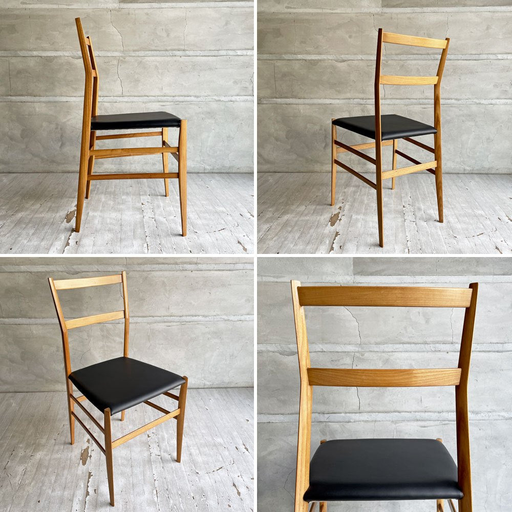 カッシーナ Cassina 699 スーパーレジェーラ SUPERLEGGERA ダイニングチェア アッシュ材 ナチュラル レザー 本革 Zランク ジオ・ポンティ 定価￥341,000- ♪