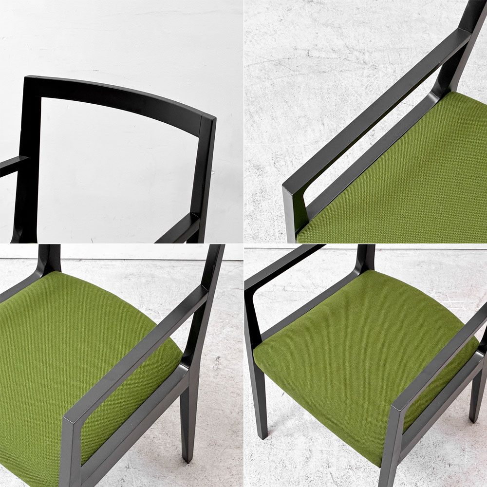 カッシーナイクスシー Cassina ixc. イーストバイイーストウエスト East by Eastwest ジャスミン JASMIN アームチェア ダイニングチェア ブラック グリーン ファブリック 座面張替済み B ●