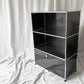 ユーエスエムハラー USMハラー USM Haller モジュラーファニチャー キャビネット シェルフ 1列3段 1ドロワー サイドパネルパンチング＆ノーマル ブラックH109cm ◇