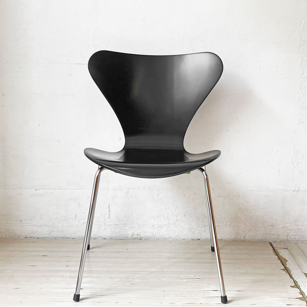 フリッツハンセン Fritz Hansen セブンチェア ダイニングチェア ブラック ラッカー再塗装 アルネ・ヤコブセン デンマーク スタッキングチェア 北欧家具 ★