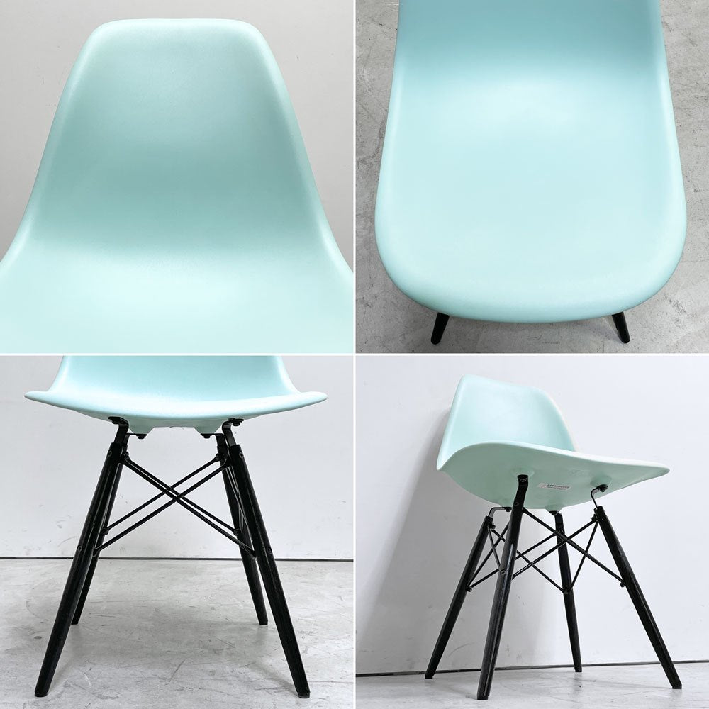 ハーマンミラー HermanMiller サイドシェルチェア ドゥエルレッグ DSW アクアスカイ × エボニー ポリプロピレン製 イームズ A ●