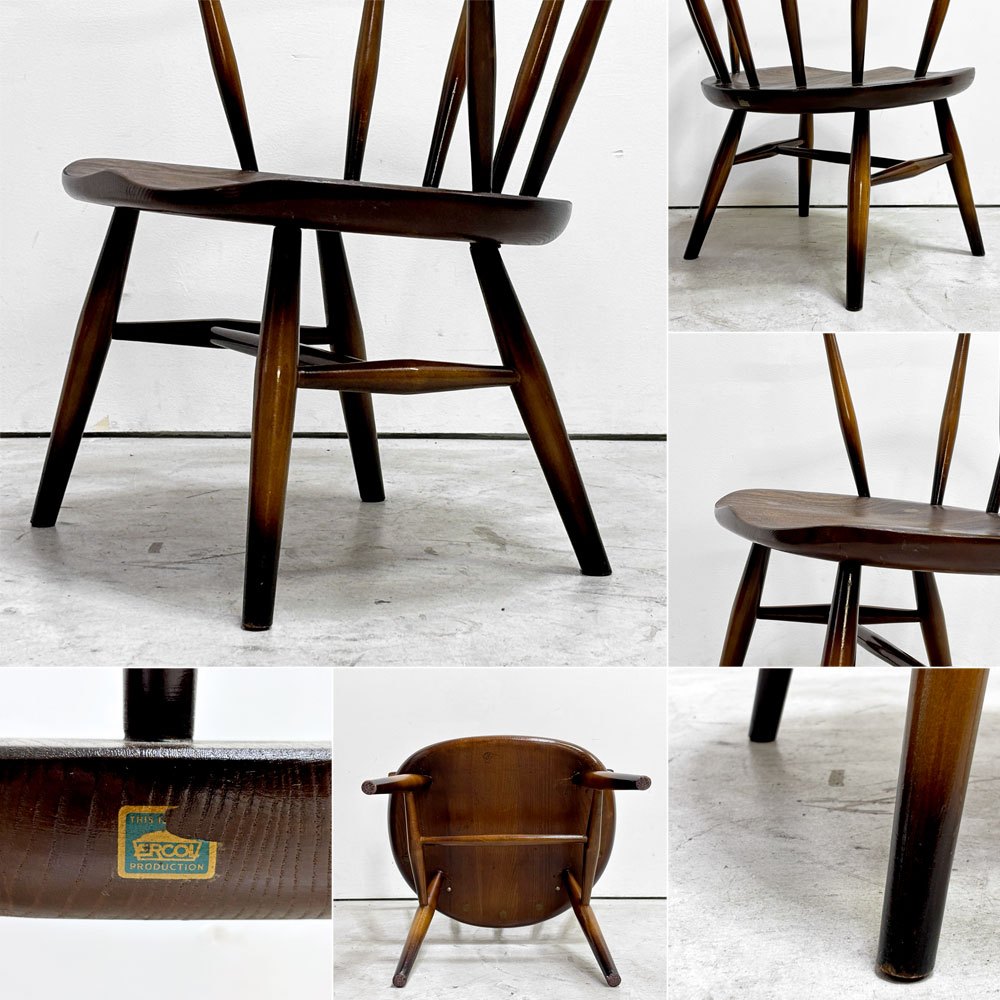 アーコール Ercol スモーカーズチェア Smoker's chair カウホーンチェア No.338 ラウンジチェア ビーチ×エルム材 ブルーラベル 英国 ビンテージ 希少 ●