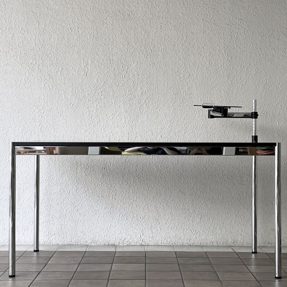ユーエスエムハラー USMハラー USM Haller モジュラーファニチャー ハラーテーブル ワークデスク オーク材 W150cm スイングアーム付き ブラック ◇