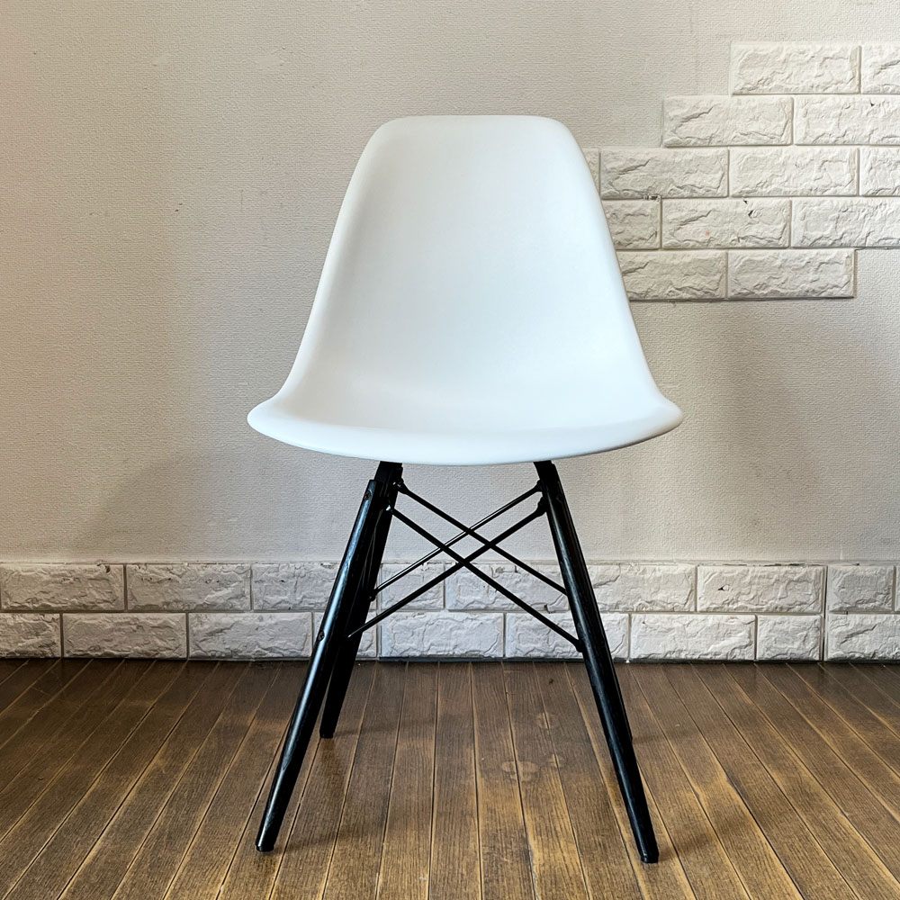 ハーマンミラー HermanMiller サイドシェルチェア ドゥエルレッグ DSW アルパイン × エボニー ポリプロピレン製 イームズ ミッドセンチュリー A ◎