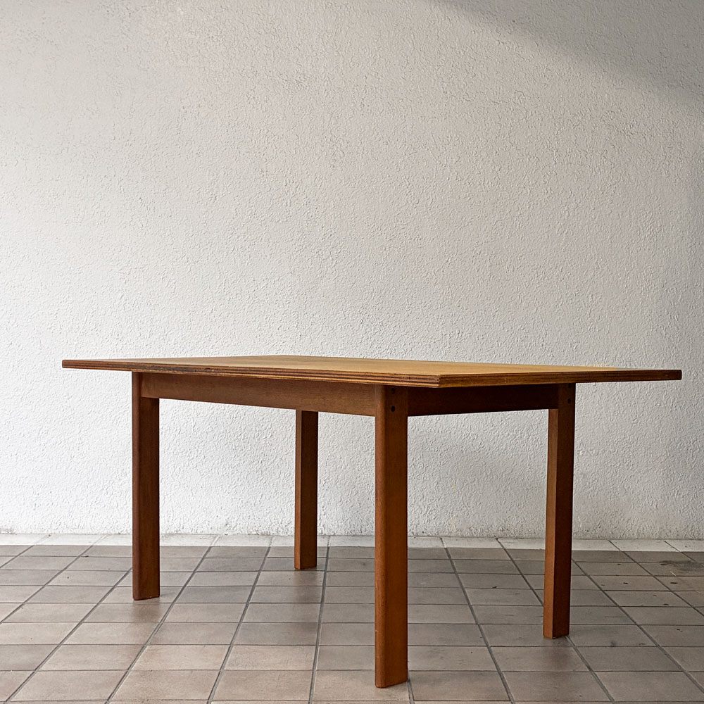ジャパンビンテージ Japan Vintage チーク材 ワークテーブル ダイニングテーブル W150cm プライウッド クラフト 木味 古家具 ◇