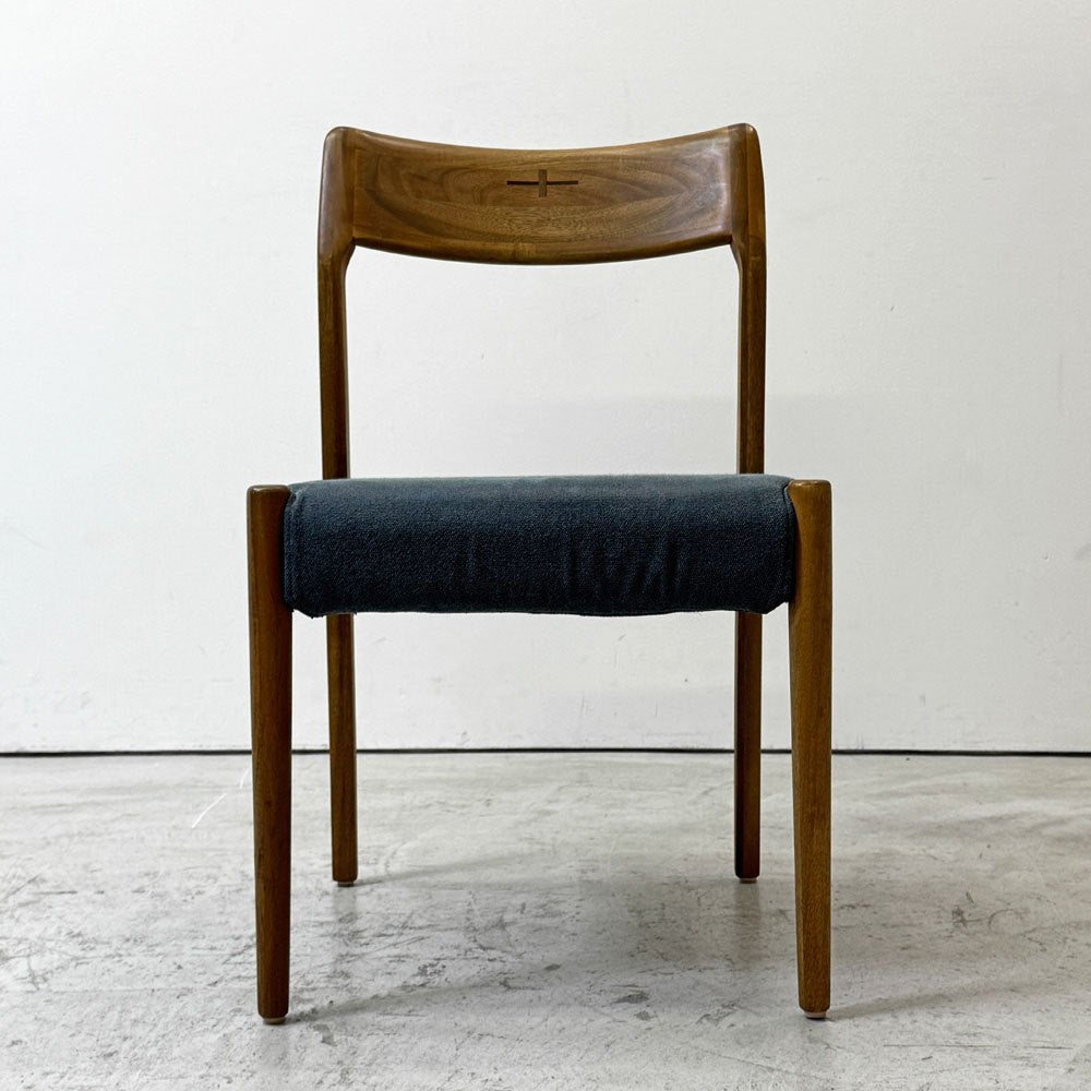 朝日木材加工 エッダ EDDA Dining Chair101 Fabric ダイニングチェア ブルー 北欧スタイル 定価￥33,000- B ●