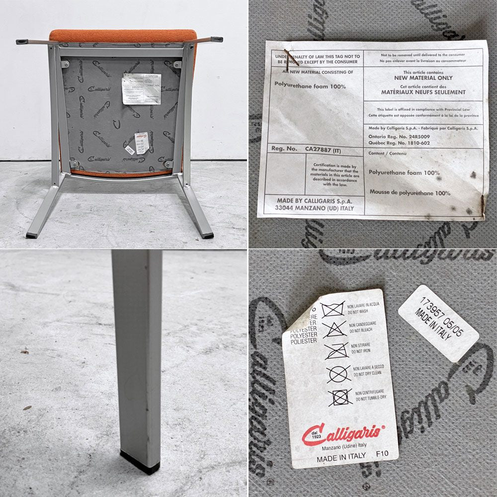 カリガリス Calligaris ダイニングチェア ファブリック スチール オレンジ系 シルバー イタリア モダンスタイル A ●