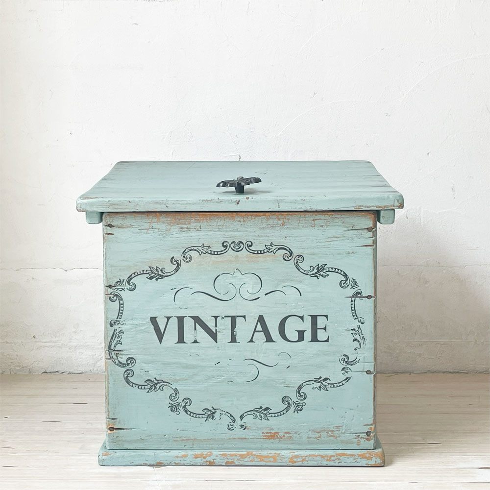 ペインテッド ウッドボックス VINTAGEレター入り 小物入れ シャビーシック 店舗什器 ★