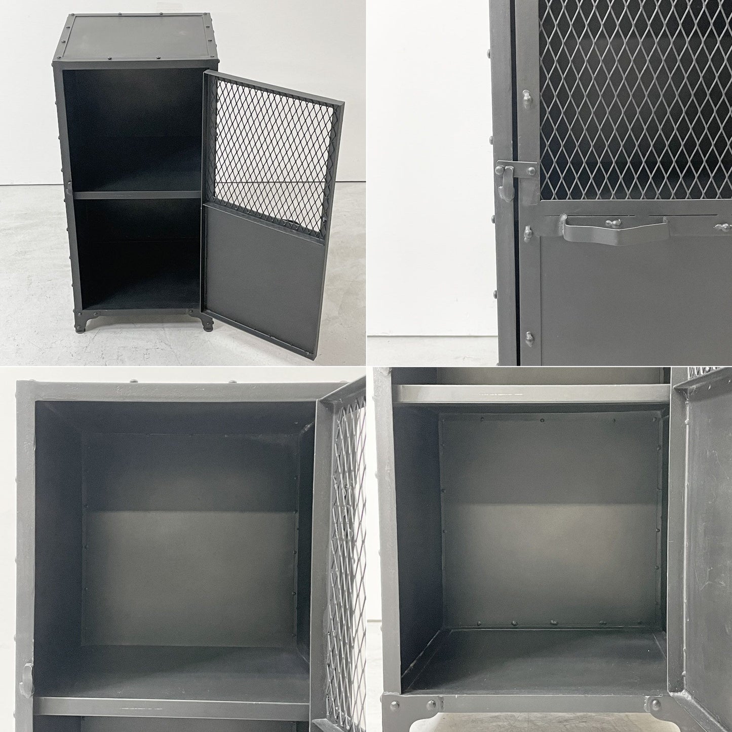 アナザーライフ Another Life アイアンサイドキャビネット IRON SIDE CABINET シェルフ 2段 1ドア ブラック インダストリアル 工業系 定価￥52,800- ●
