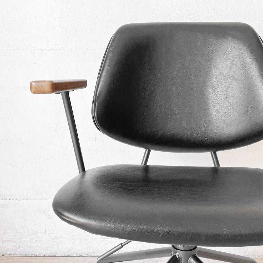 クラッシュゲート CRASHGATE ノットアンティークス Knot Antiques アボック ABOCK デスクチェア ブラック オーク材 肘付き 展示美品 ★