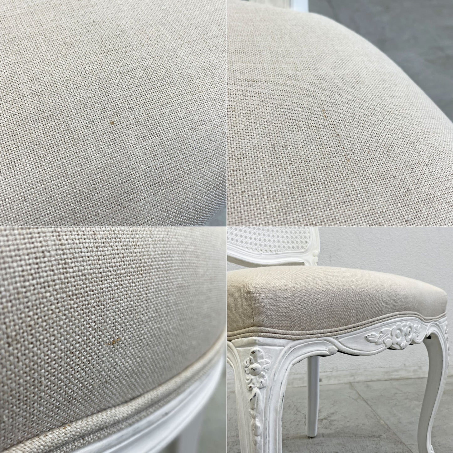 サラグレース Sarah Grace SGD デビュー ダイニングチェア DEBUT DINING CHAIR CHARM BD WHITE&NATURAL LINEN ラタンバック アンティーク風 オーク材 参考価格約55,000円 D〓