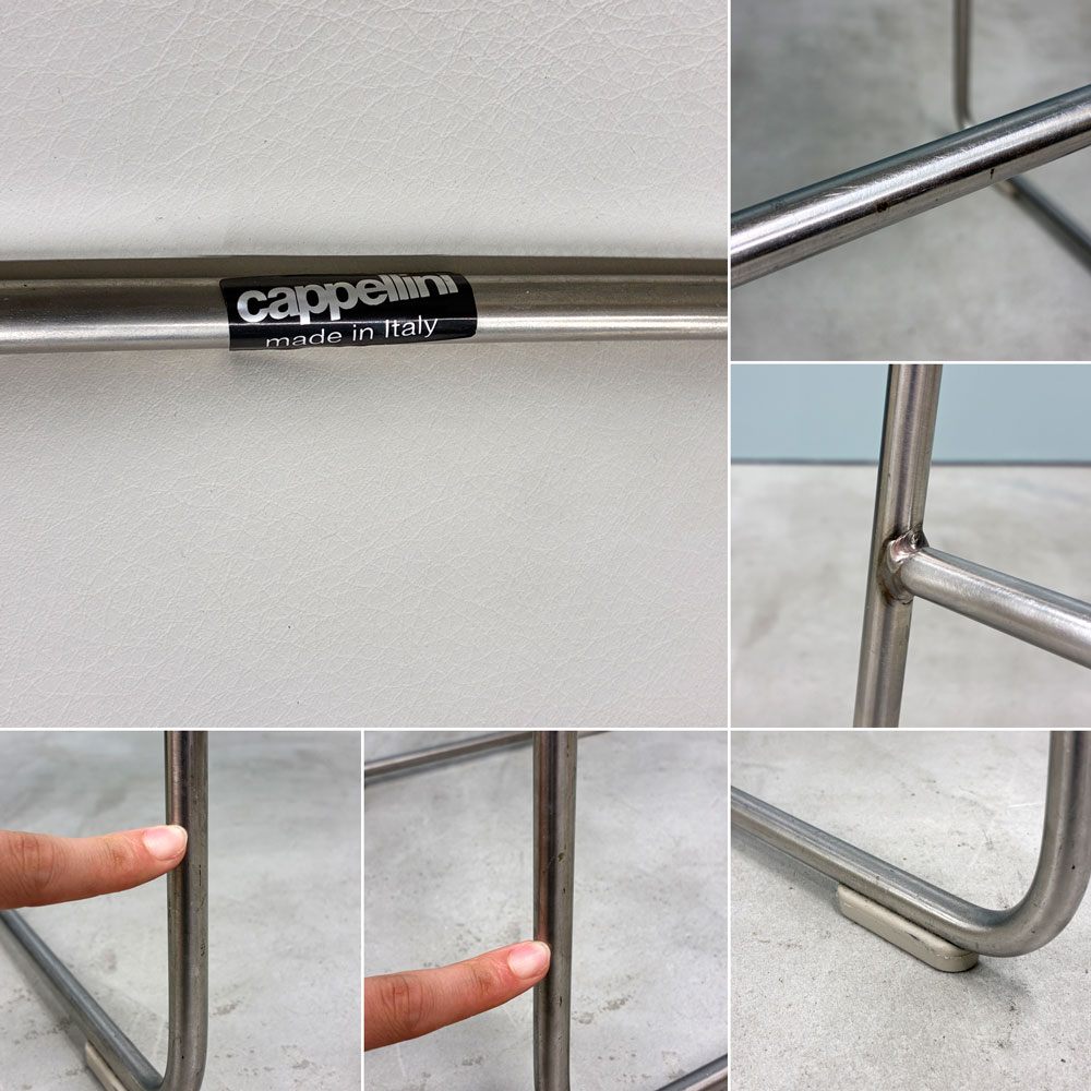 カッペリーニ Cappellini ハイパッドスツール Hi pad Stool ホワイトレザー×ステンレススチール ジャスパー・モリソン Jasper Morrison イタリアモダン ◎