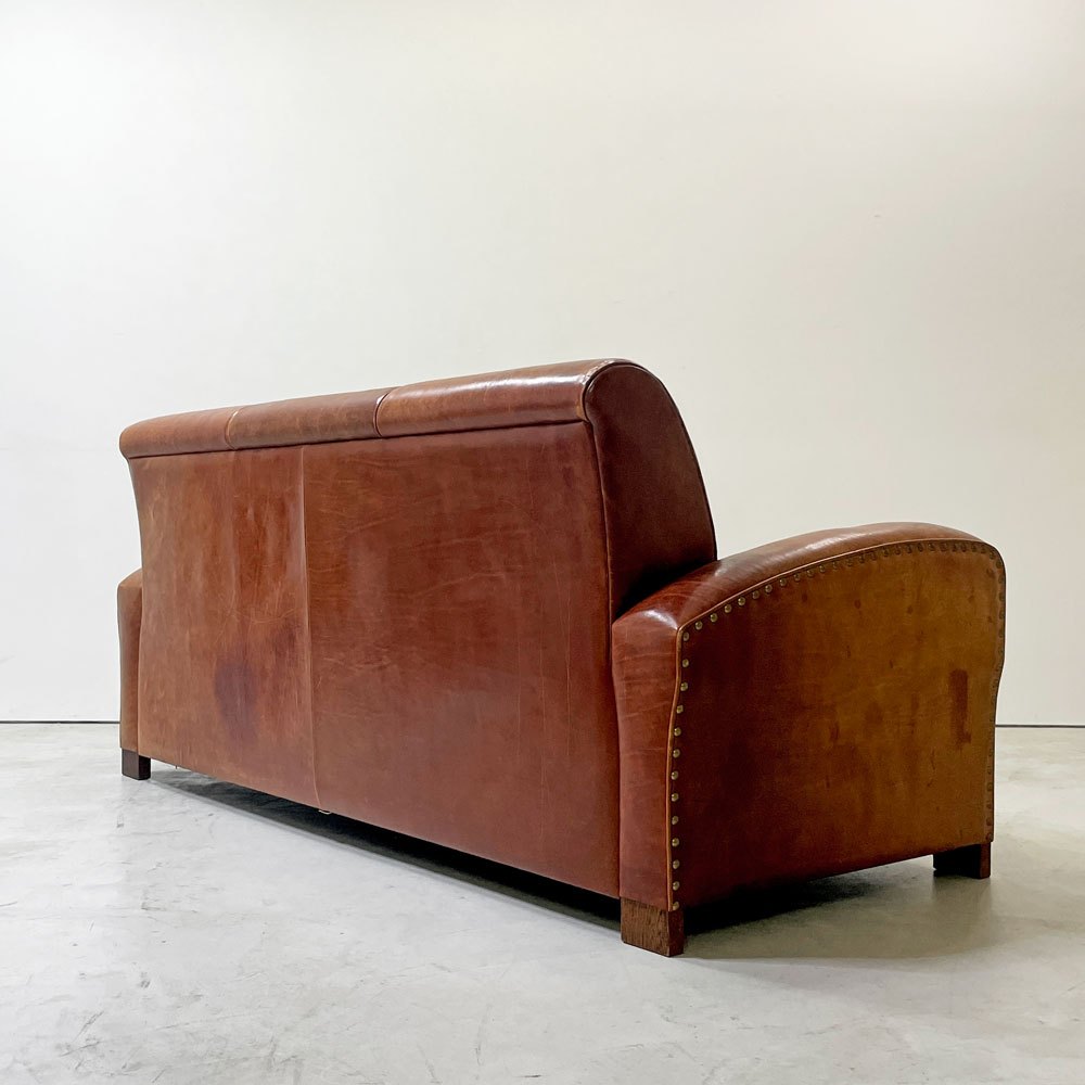 トラックファニチャー TRUCK FURNITURE レザーソファ LEATHER SOFA 3シーター 牛革 ブラウン 参考定価￥610,000- 廃番 ●