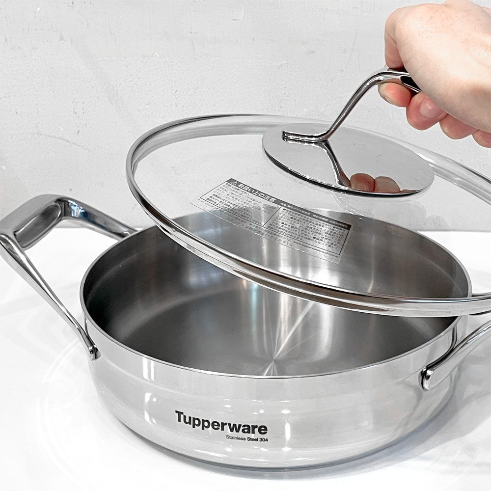 タッパーウェア Tupperware マストロクックウェア Mastro Cookware 24cm 2.8L 片手鍋 サイドハンドル付 ガラス蓋付 ステンレス アルミニウム アメリカ ■