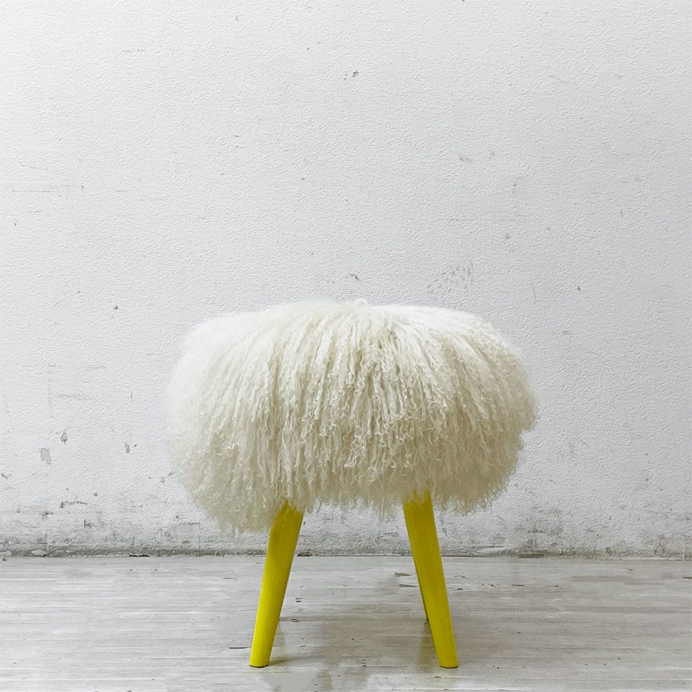 マウントハリ Mt.Hari モンスタースツール MONSTER STOOL シープファー アッシュ材 ホワイト×イエロー ●