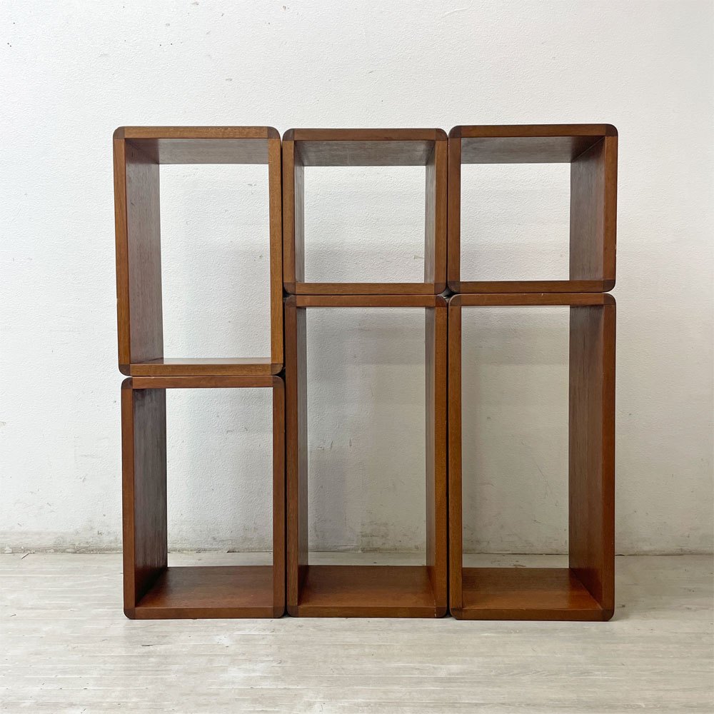 木製ユニットシェルフ ボックスシェルフ オープンシェルフ 飾り棚 S×2・M×2・L×2 6点セット 無垢材 ●