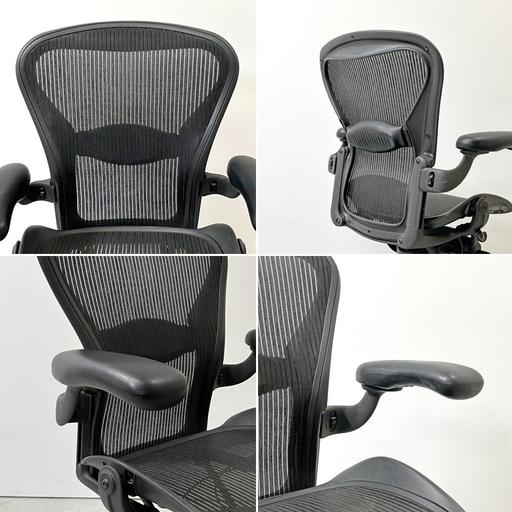 ハーマンミラー Herman Miller アーロンチェア Bサイズ ランバーサポート グラファイトベース ビル・スタンフ ＆ ドン・チャドウィック 現状品 ジャンク品 ●