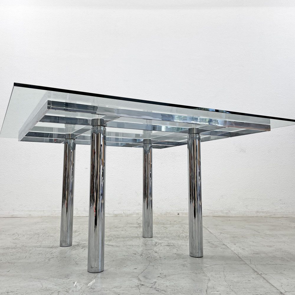 ノル Knoll アンドレ Andre Square Glass Table ダイニングテーブル ガラストップ  スクエア Tobia Scarpa モダンデザイン 〓