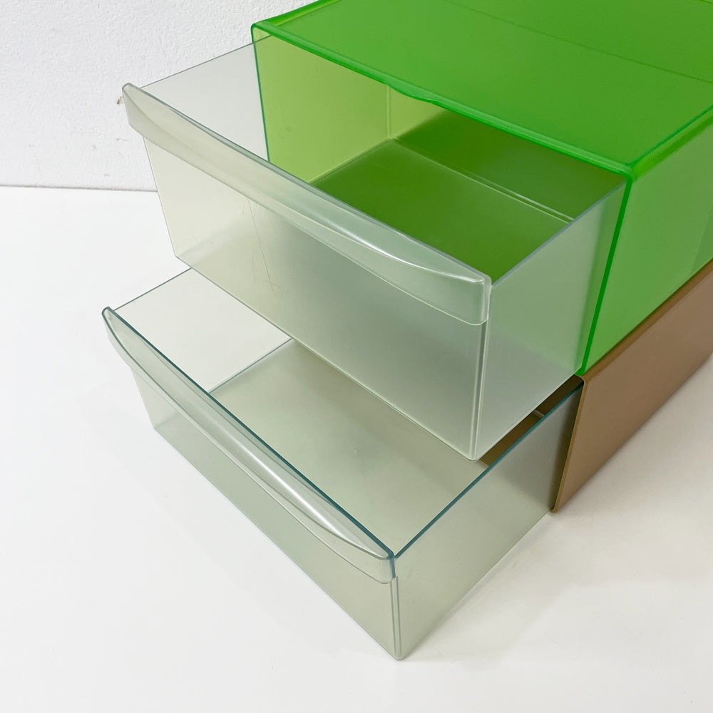 タッパーウェア Tupperware システムドロワー ワイド クリアグリーン×ベージュ H16.5cm 12L 2個セット ●