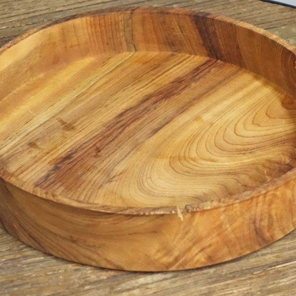 運天達也 木製 丸盆 深皿 29cm トレイ 現代作家 ◎