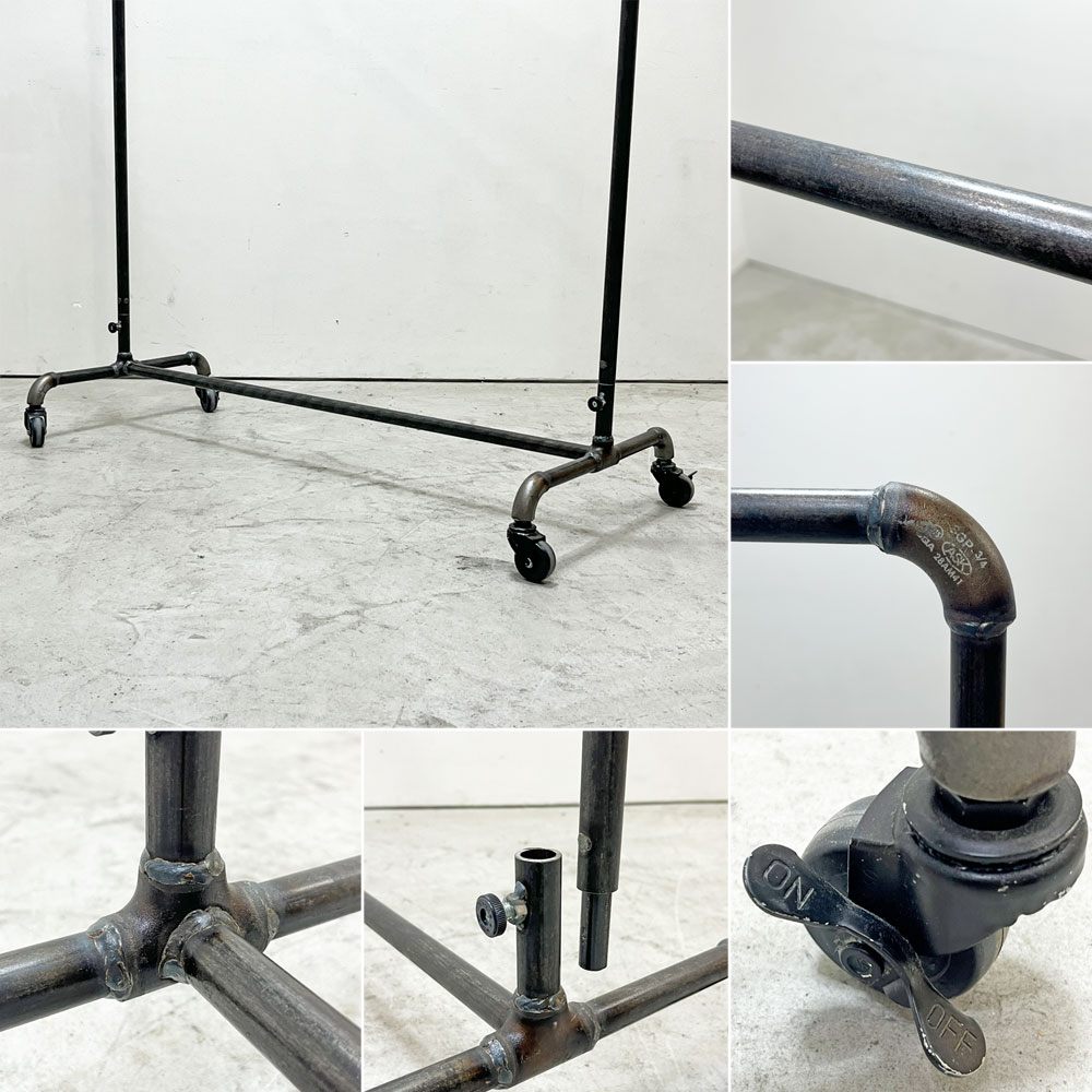 ダブルスタンダード W Standard ハンガーラック Hanger Rack HR-01BK キャスター付 ガス管 インダストリアルスタイル ●
