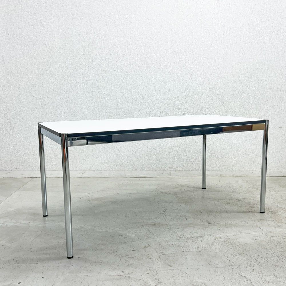USMモジュラーファニチャー USM Haller USMハラーテーブル ワーキングデスク ダイニングテーブル W150×D75×H70cm アジャスター パールグレーラミネート(ホワイト) 高さ調整機能付 〓