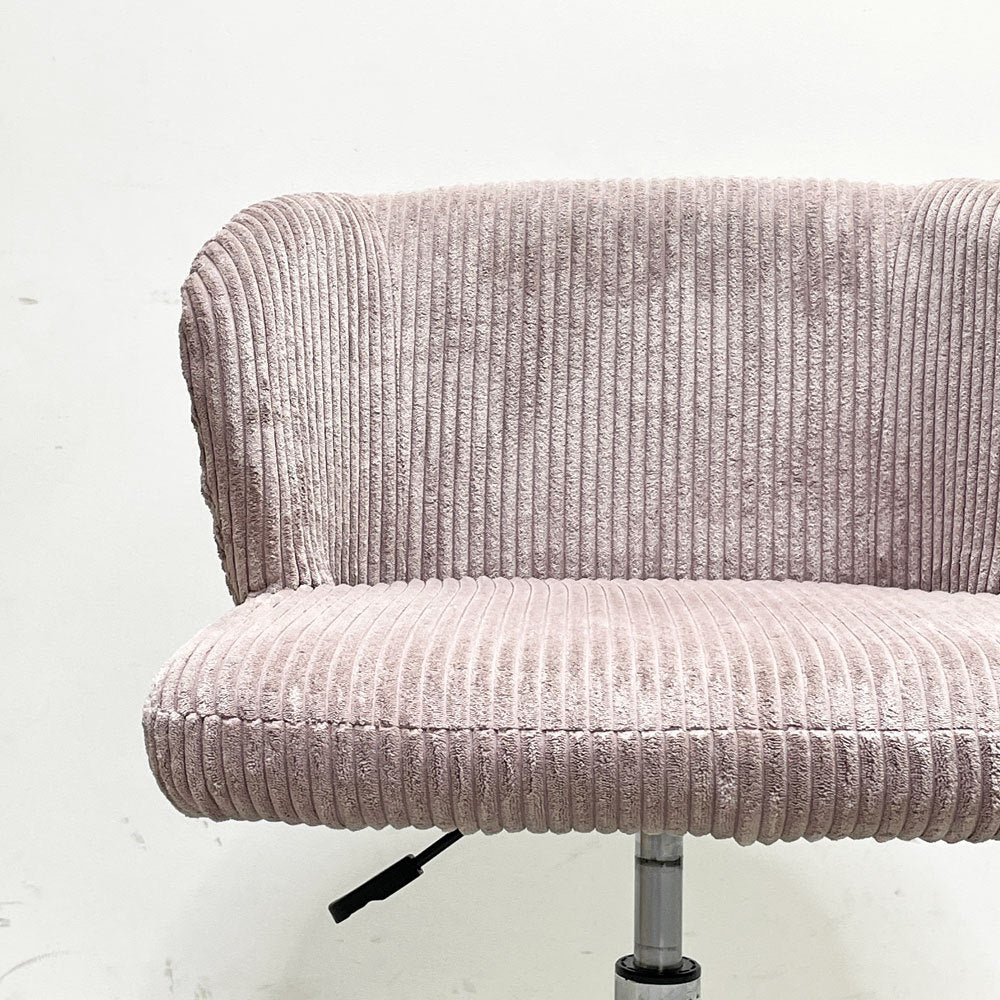 かなでもの KANADEMONO 丸みのある ベロア調 デスクチェア Modern Fabric ピンク ガス圧昇降 キャスター付き ●