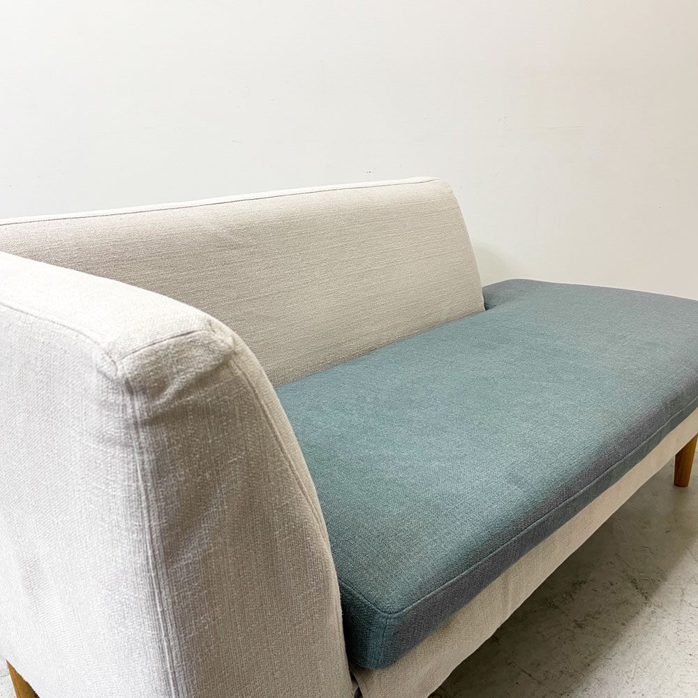 モモナチュラル Momo natural アルネ レイドバック ベンチ ARNE LAID-BACK BENCH コーナーベンチ CORNER BENCH 左片アーム リビングダイニングソファ 2P 2人掛け ベージュカラー ファブリック カバーリング アルダー材 ●