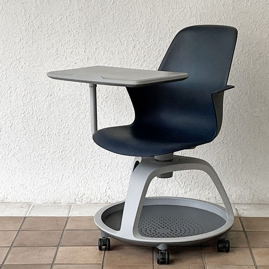 スチールケース Steelcase ノード node ミーティングチェア オフィスチェア ネイビー 可動式サイドテーブル＆キャスター付 ◇
