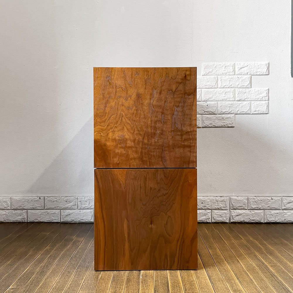 ジャパンビンテージ Japan Vintage レコードラック ボックス2段 ガラス引戸 木製キャビネット レトロ ◎