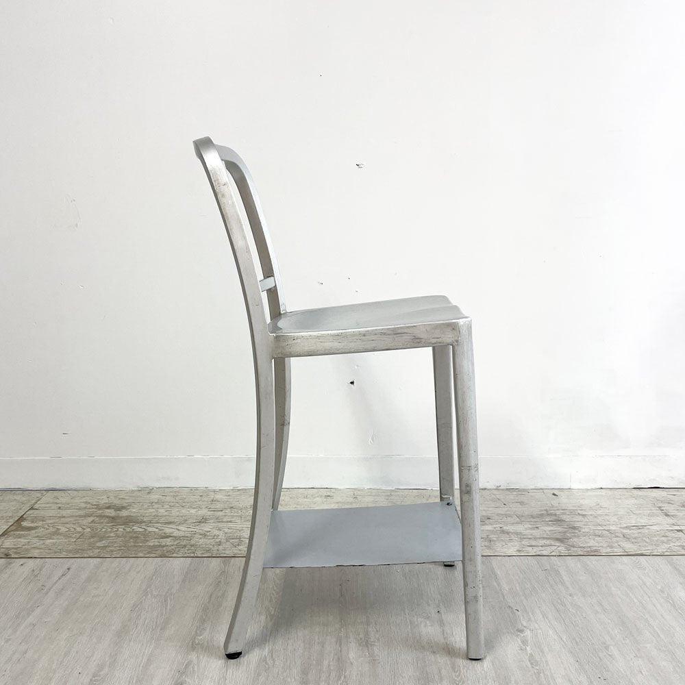 ネイビーバースツール Navy BarStool カウンターチェア リプロダクト アルミニウム インダストリアル デザイン 脚部カット品 H92.5cm B ●