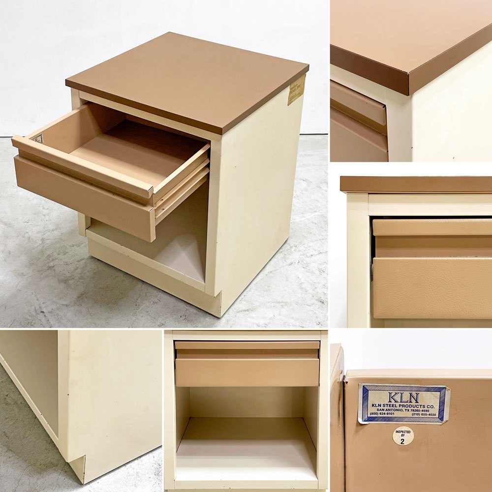 KLN STEEL PRODUCTS スチールワゴン サイドキャビネット サイドデスク スクエア 1ドロワー USビンテージ Vintage ●