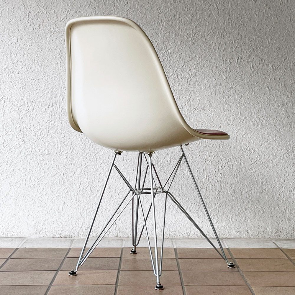 ハーマンミラー Herman Miller サイドシェルチェア 3rd パーチメント PVCレザー ボルドー エッフェルベース リプロダクト脚 イームズ ビンテージ ミッドセンチュリー ◇
