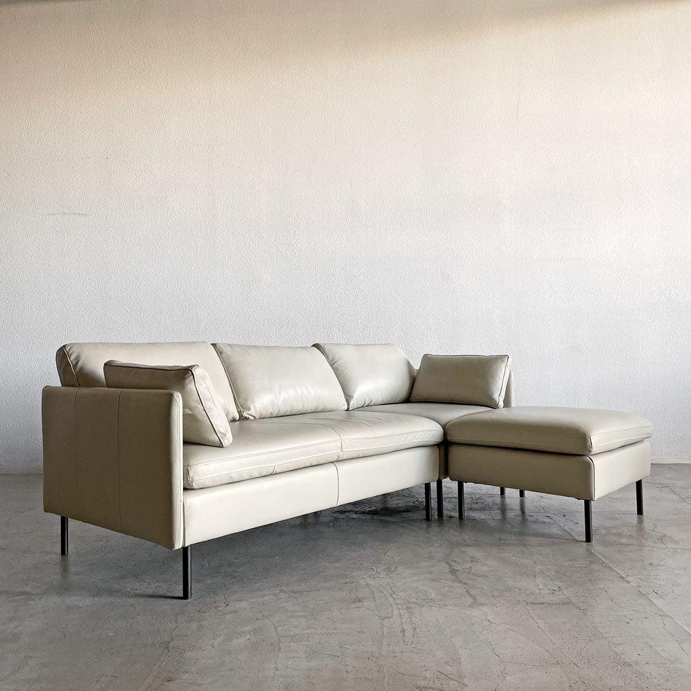 アクタス ACTUS ファイブバイファイブ five by five トランス TRANS システムソファ カウチソファ セパレートタイプ 3点セット W208cm 本革 オフホワイト系 参考価格￥316,800- 廃番 〓