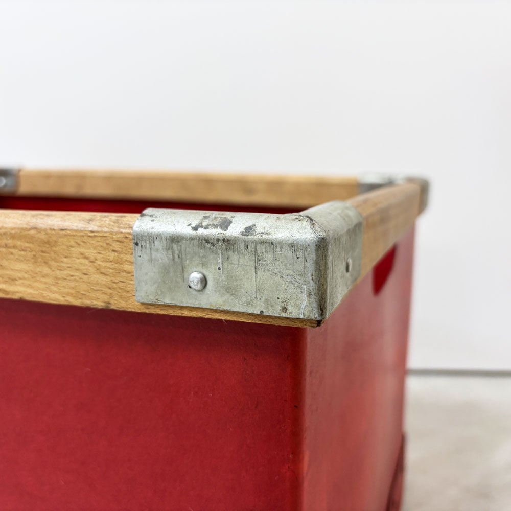 ドイツ ビンテージ バルカンファイバーボックス VULCANIZED FIBER BOX ストレージボックス 収納箱 レッド ●