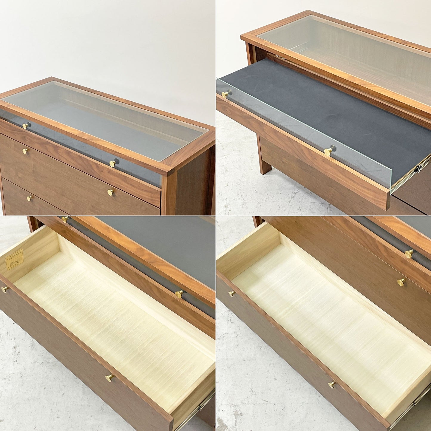 ニッポネア NIPPONAIRE コーニス KONISU コレクションチェスト ロータイプ W100cm ウォールナットカラー 真鍮ハンドル 関家具 定価￥140,800- ●