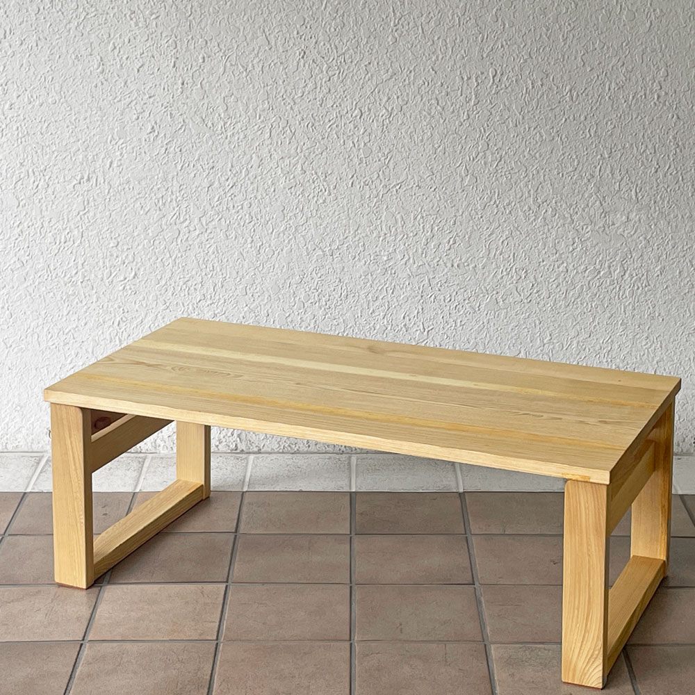 オークヴィレッジ Oak Village 折りたたみ小机 文机 W90cm 箱付 無垢材 ナチュラル 飛騨高山 定価55,000円 ◇