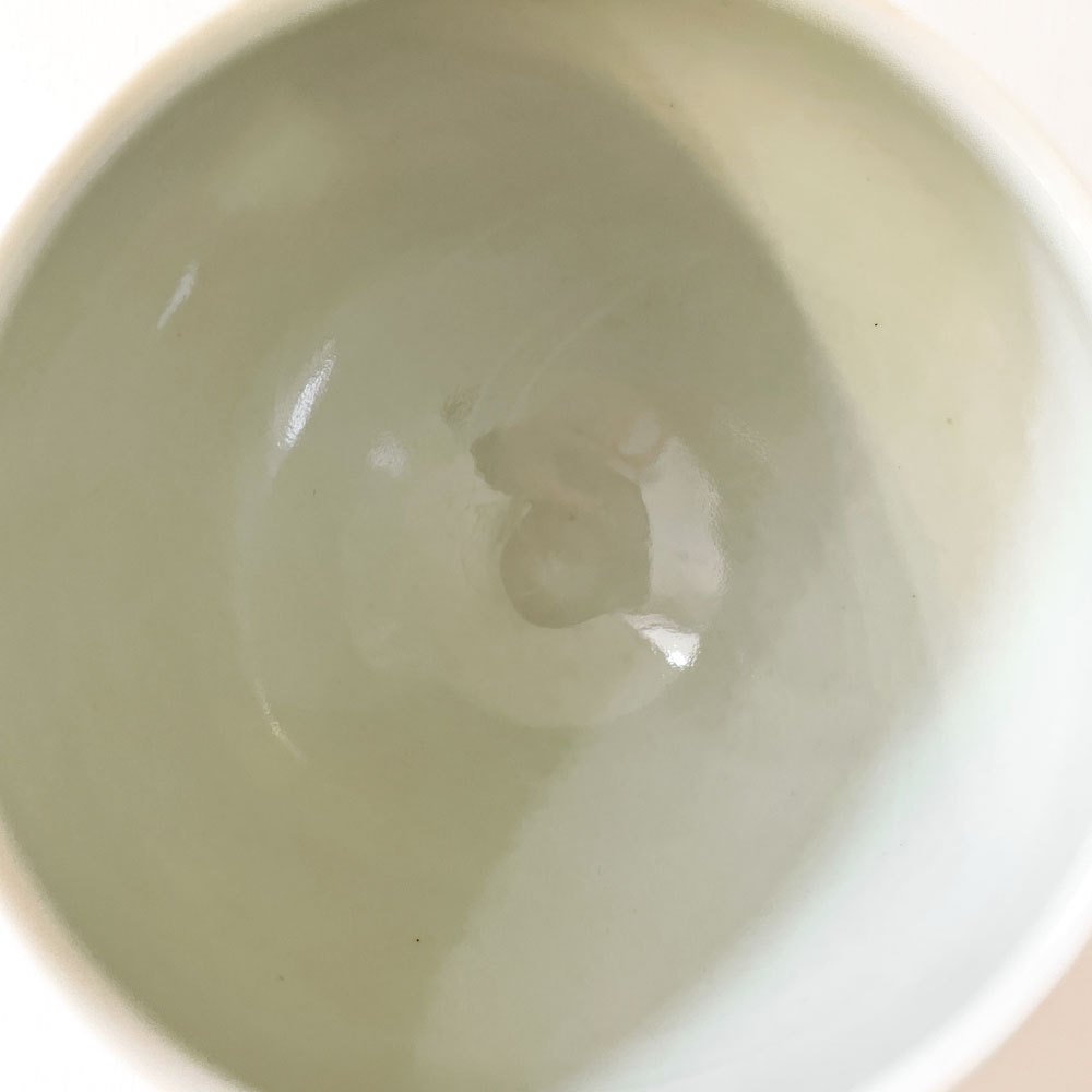 伊藤剛俊 Taketoshi Ito 掻き落とし 湯呑 フリーカップ グリーン Φ9cm 初期作品 益子焼 現代作家 ◎