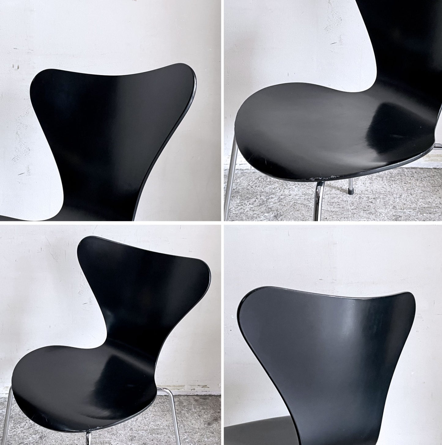 フリッツハンセン Fritz Hansen セブンチェア ブラックラッカー アルネ・ヤコブセン スタッキングチェア デンマーク 1997年製 C ■