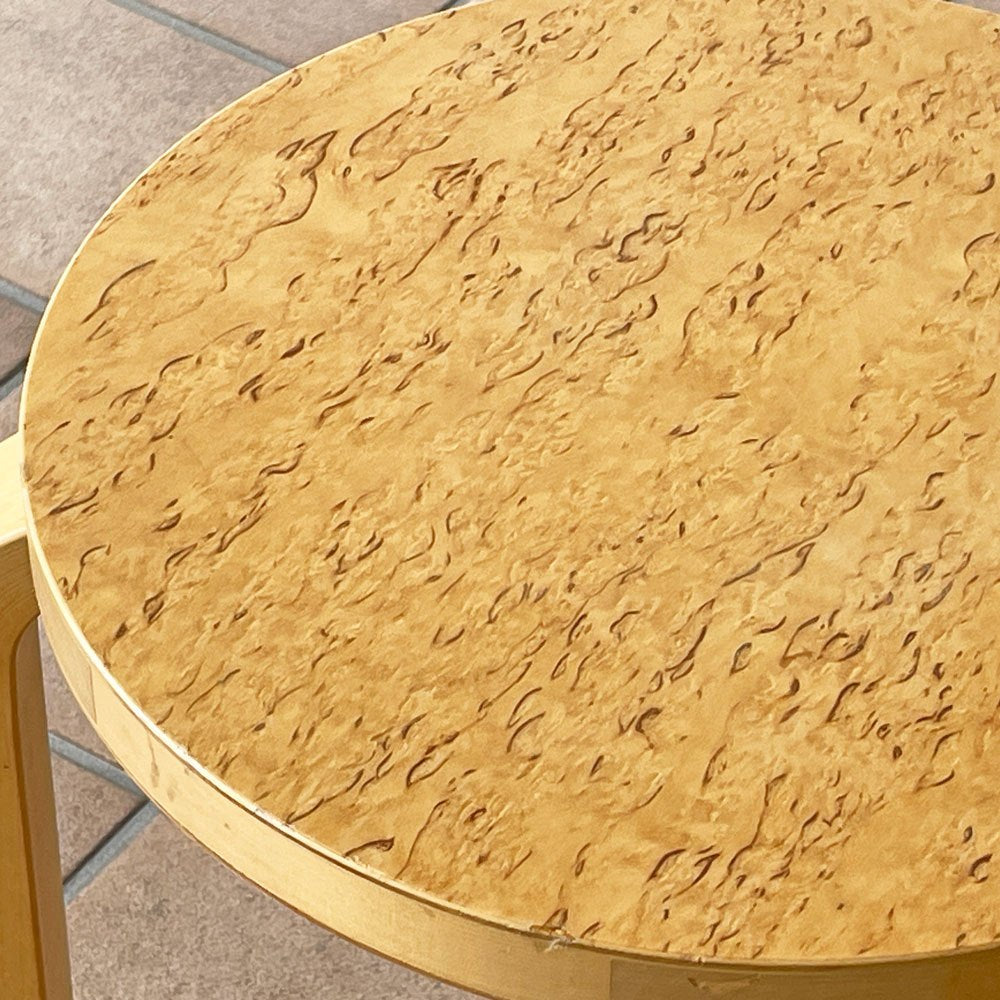 アルテック artek スツール60 Stool60 3本脚 2003年 スツール60の70周年記念 ゴールドプレート 限定モデル カーリーバーチ材 アルヴァ・アアルト 北欧家具 希少 ◇