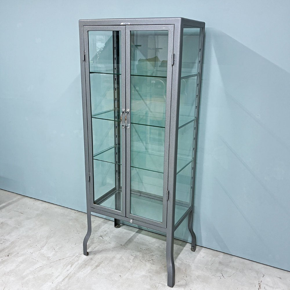 ダルトン DULTON ドクターキャビネット Doctor cabinet L ケビント キュリオケース ディスプレイラック 飾り棚 ガラス スチール 定価￥103,400- 鍵欠品 ◎