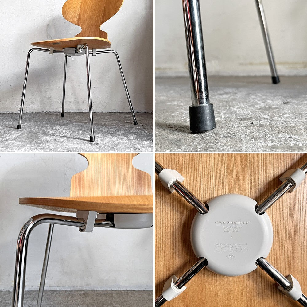 フリッツハンセン Fritz Hansen アントチェア ANT CHAIR 4本脚 エルム材 ナチュラル 2013年製 アルネ・ヤコブセン デンマーク 北欧家具 ■