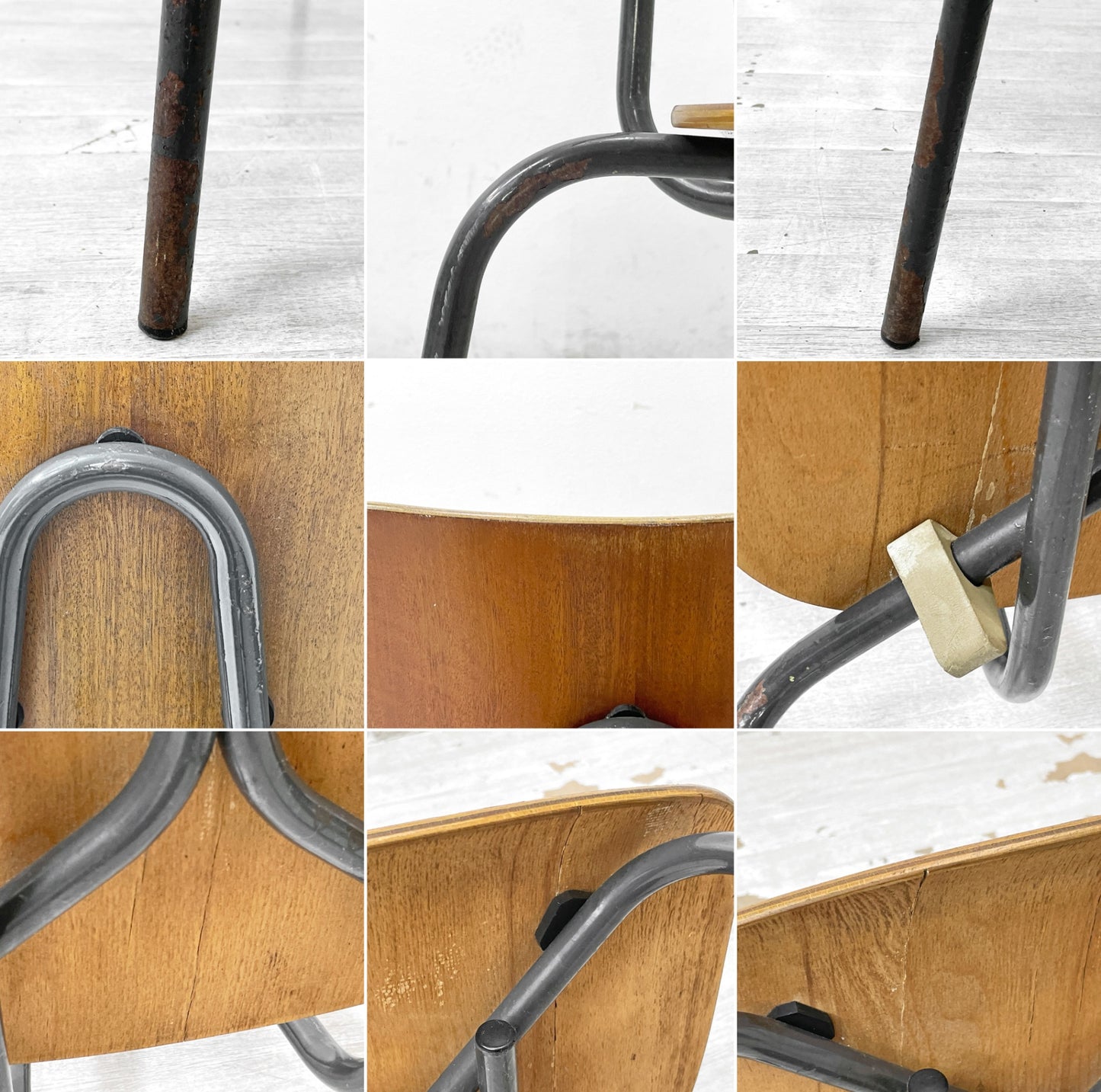 デンマークビンテージ Danish Vintage スクールチェア ダイニングチェア チーク材 プライウッド スチールレッグ 北欧家具 ●