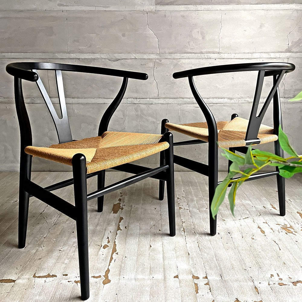 カールハンセン＆サン Carl Hansen & Son CH24 Yチェア ブラックラッカー ビーチ材 ペーパーコード ハンス・J・ウェグナー デンマーク 北欧家具 日本仕様 座面張替済  A ♪