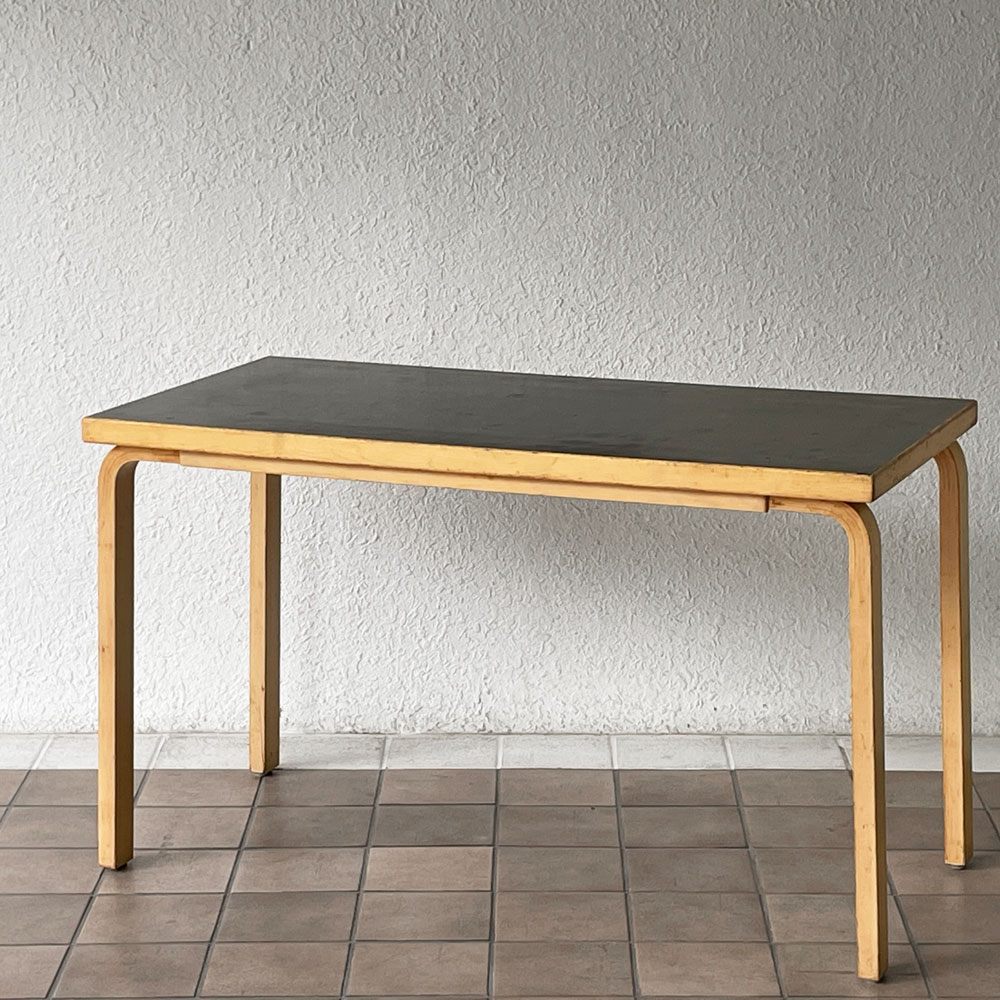 アルテック artek テーブル 80A TABLE 80A ダイニングテーブル デスク ブラックリノリウム ビンテージ アルヴァ・アアルト フィンランド 北欧 ビンテージ ◇
