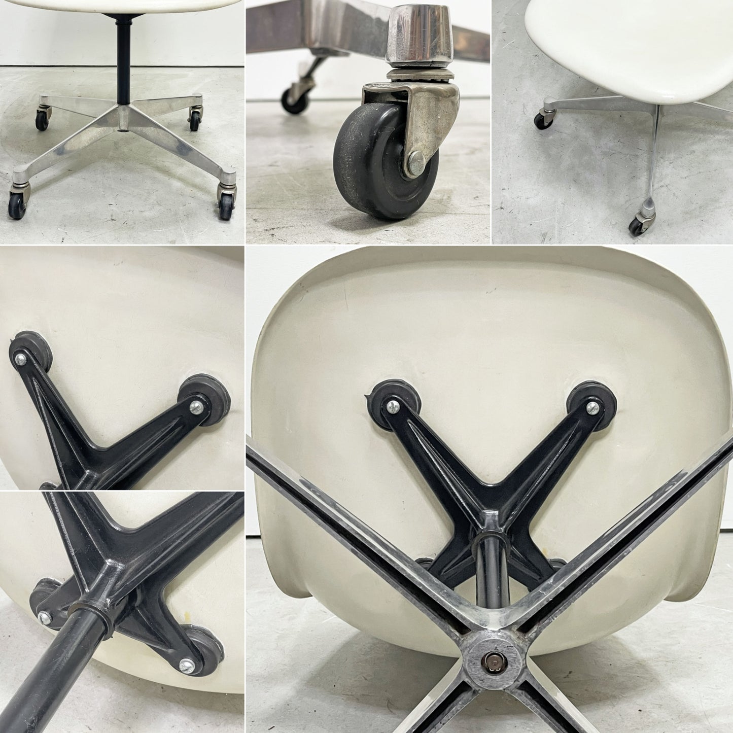 ハーマンミラー Herman Miller サイドシェルチェア セカンド 2nd FRP パーチメントカラー キャスターベース イームズ ビンテージ ●