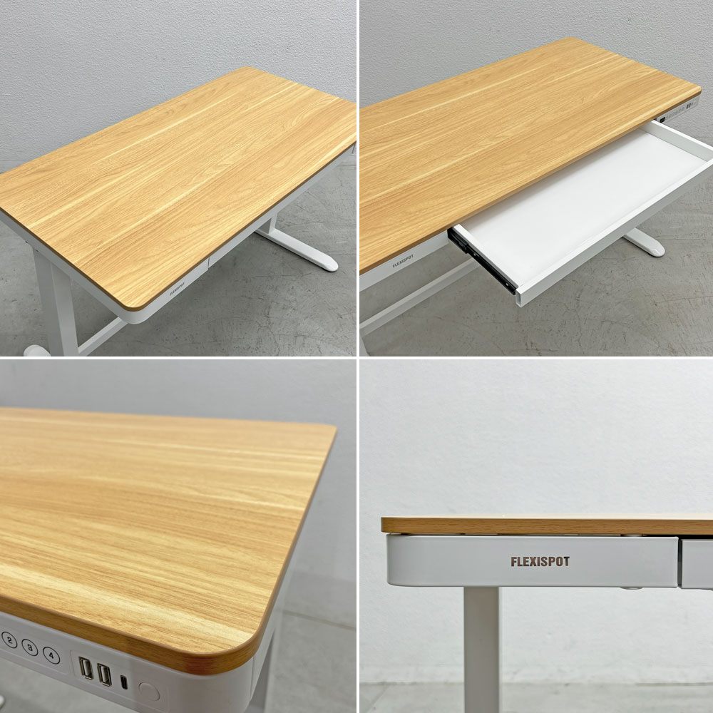 フレキシスポット Flexispot 電動式昇降デスク EW8 W120cm  カウンター 在宅ワーク ホワイト ナチュラル 〓