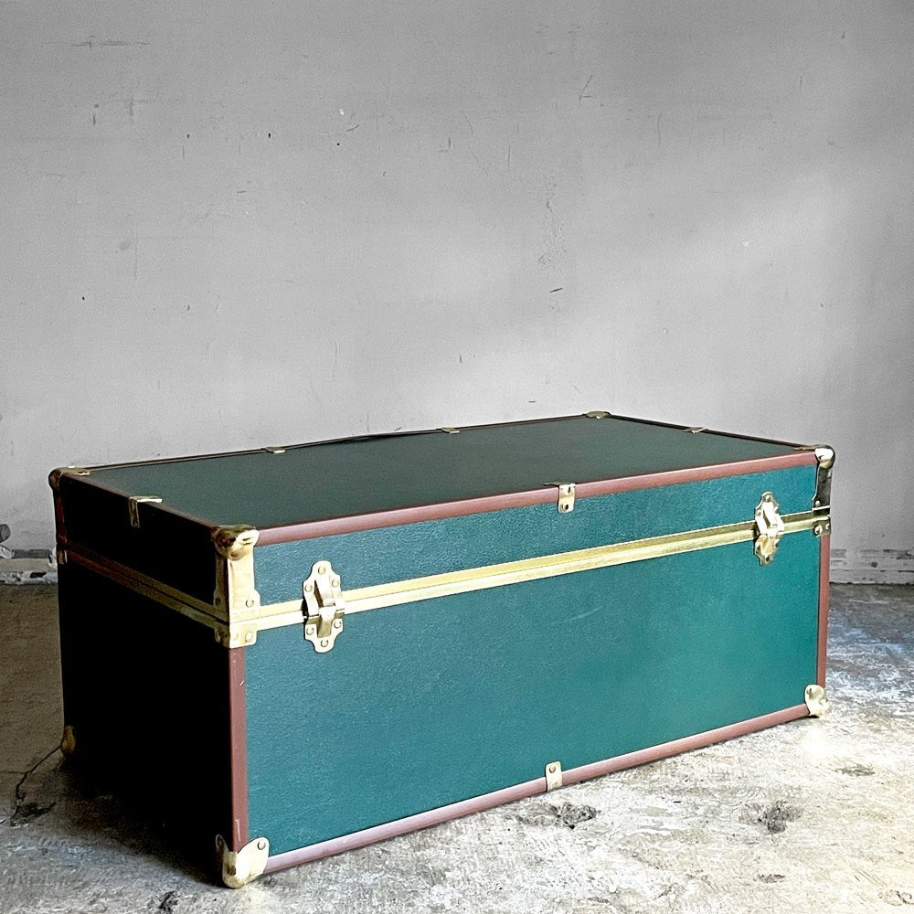 スワード トランク Seward Trunk トランクボックス ビニールレザー グリーン ゴールド 鍵付き 収納 アメリカ ■