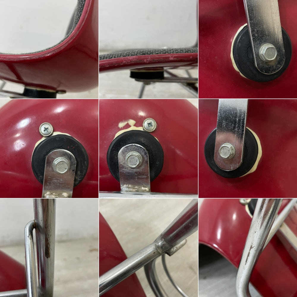 コトブキ KOTOBUKI 柳宗理 FRP サイドチェア 別注 レッドシェル オリジナルファブリック スタッキング ジャパニーズミッドセンチュリー ビンテージ LowタイプB ●